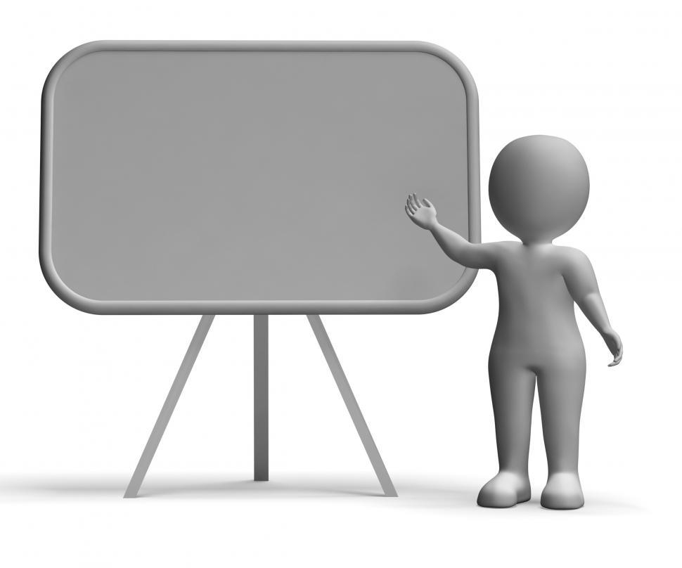 Free Image of Character With Blank Signboard For Message Or Presentation 