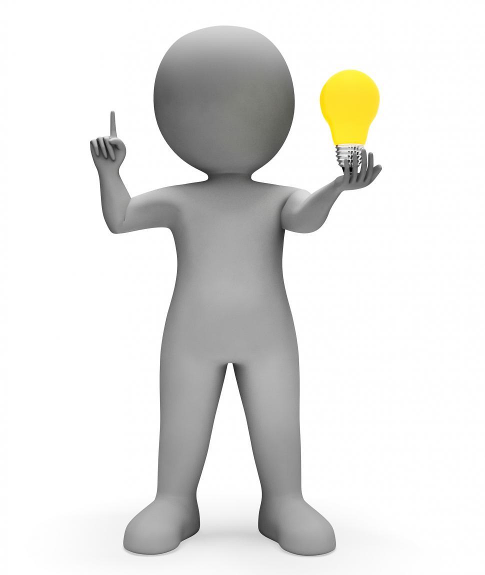 Free Image of Character Lightbulb Shows Power Source And Reflecting 3d Renderi 