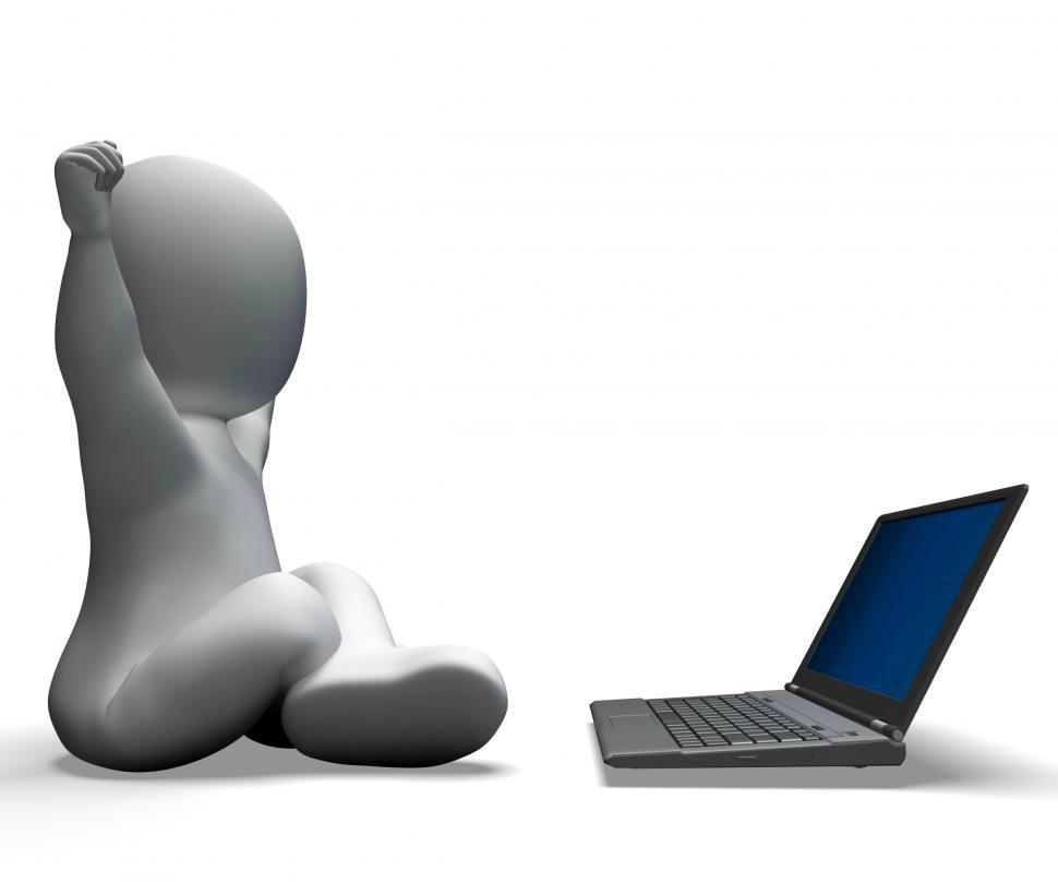Free Image of PC And Character Shows Browsing Internet Online 