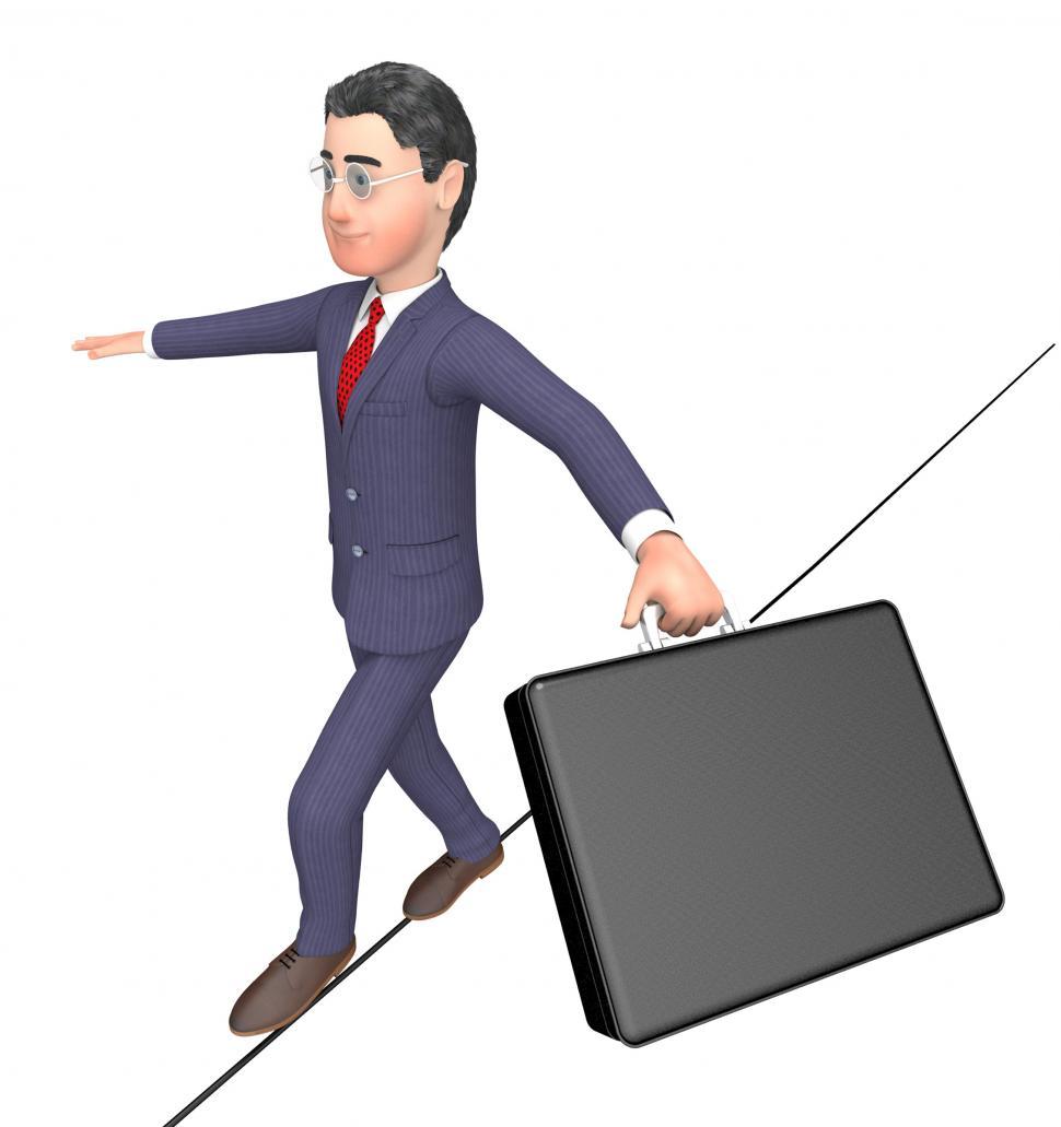 Free Image of Balancing Businessman Represents High Line And Balanced 3d Rende 