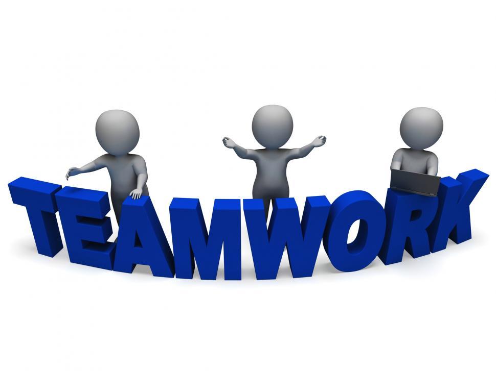 Free Image of Teamwork Shows 3d Characters Working Together 