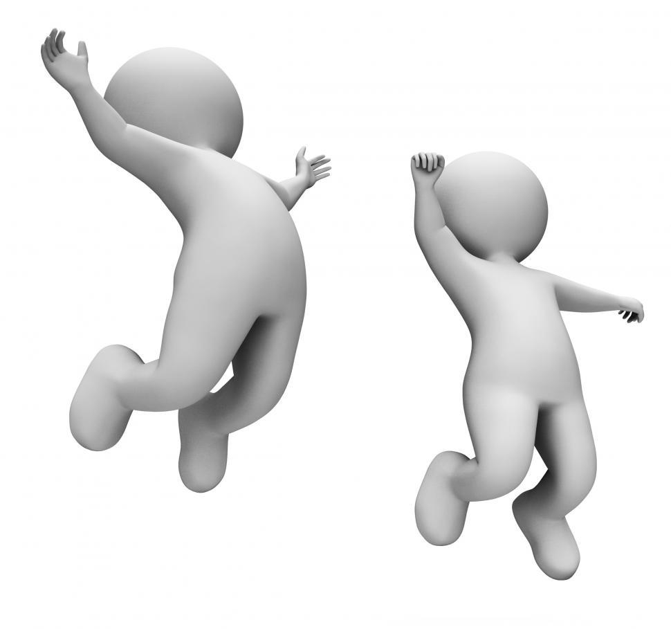 Free Image of Characters Celebrate Represents Illustration Render And Jumps 3d 