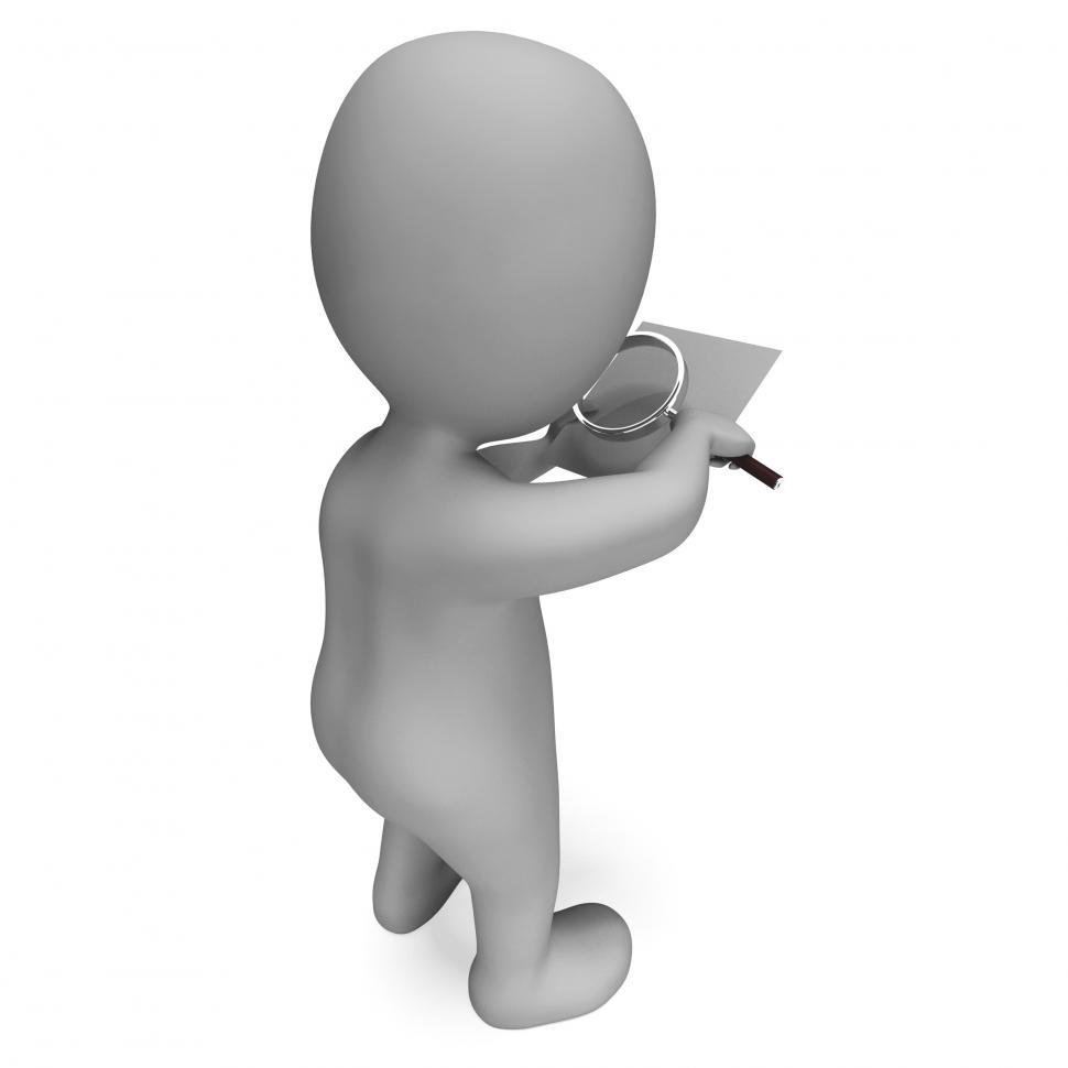 Free Image of Looking Magnifier Document Character Shows Investigation Scrutin 