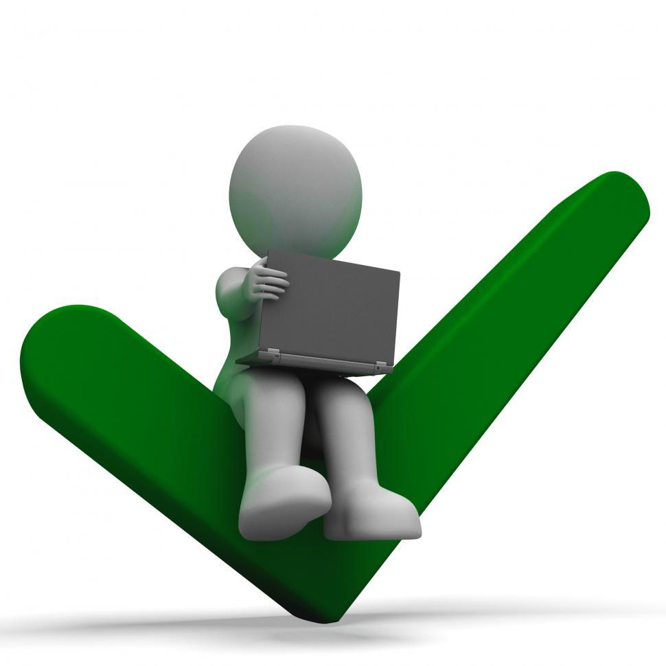 Free Image of Laptop And Tick Showing Online Success 