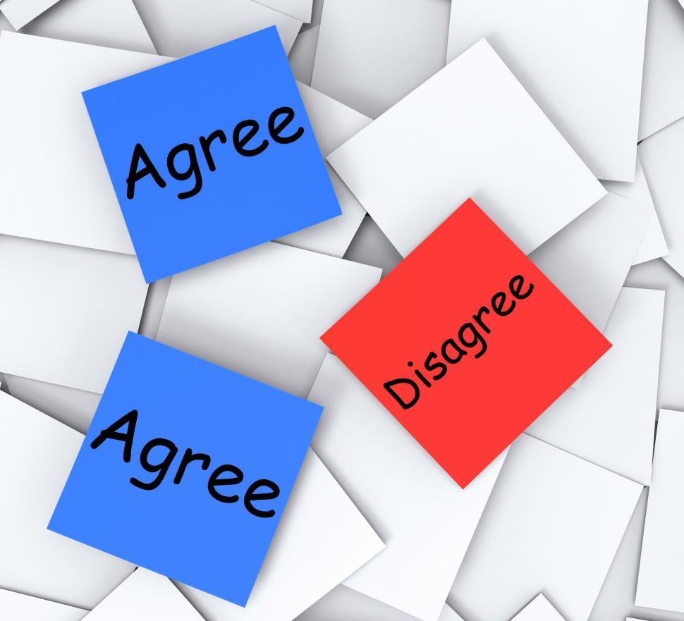Free Image of Agree Disagree Post-It Notes Mean Opinion And Point Of View 