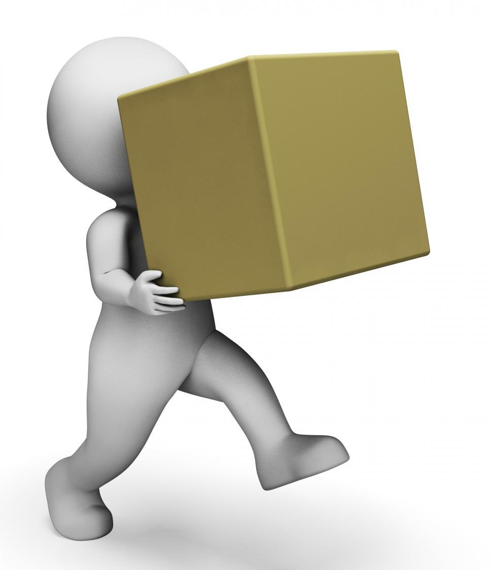 Free Image of Character Box Represents Delivery Delivering And Products 3d Ren 