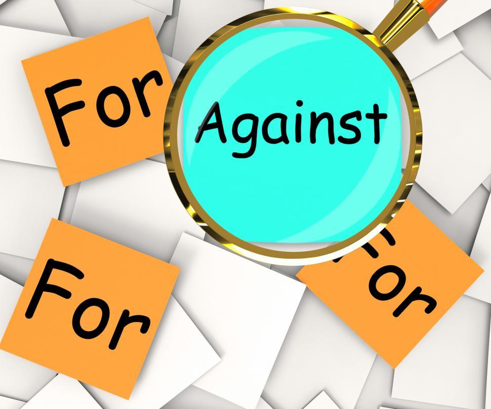 Free Image of Against For Post-It Papers Mean Disagree With Or Support 