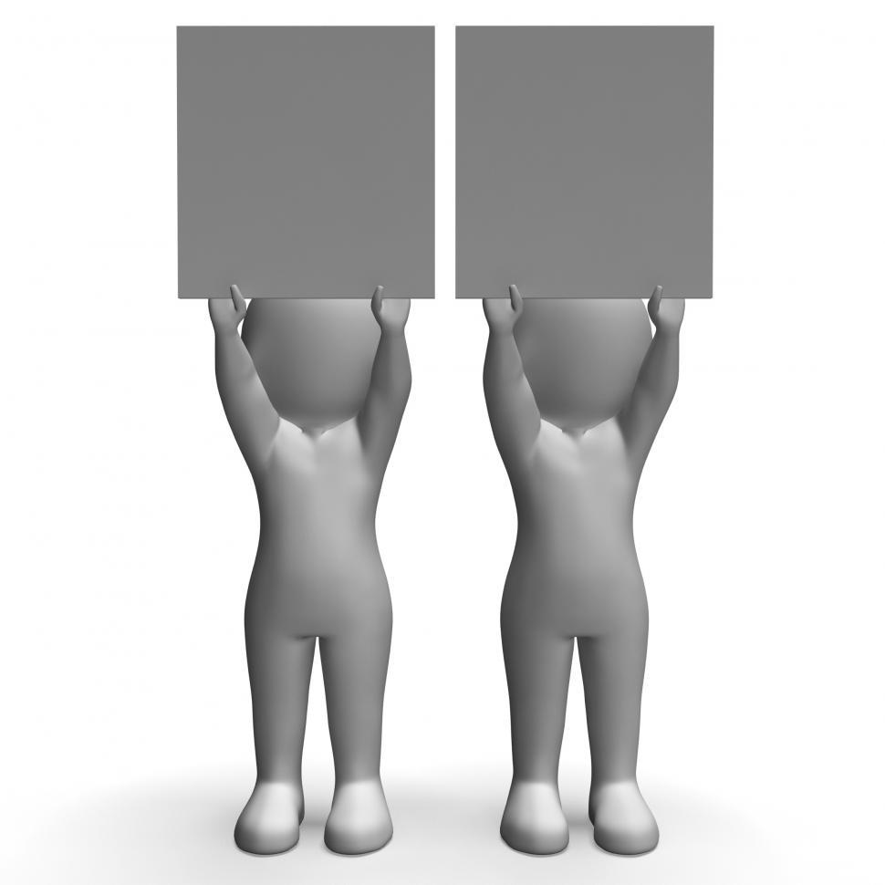 Free Image of Characters With Two Blank Boards Allow Message Or Text 