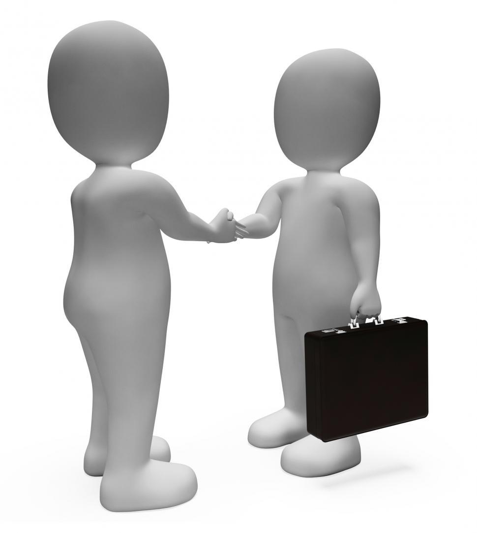 Free Image of Handshake Businessmen Shows Deal Illustration And Contract 3d Re 
