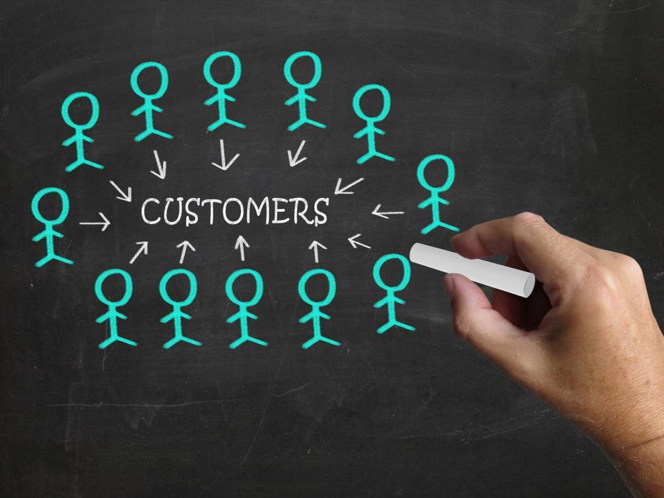 Free Image of Customers On Blackboard Shows Company Records Or Buyers Papers 