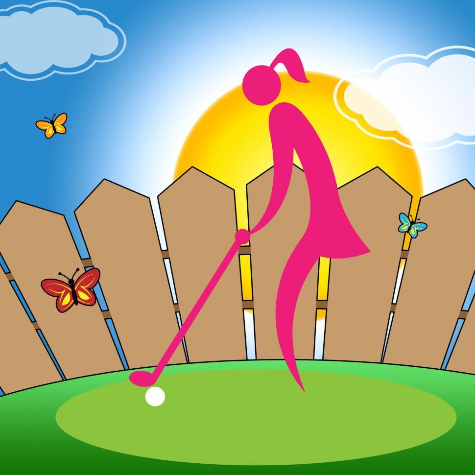 Free Image of Woman Teeing Off Shows Golf Course Lady Professional 