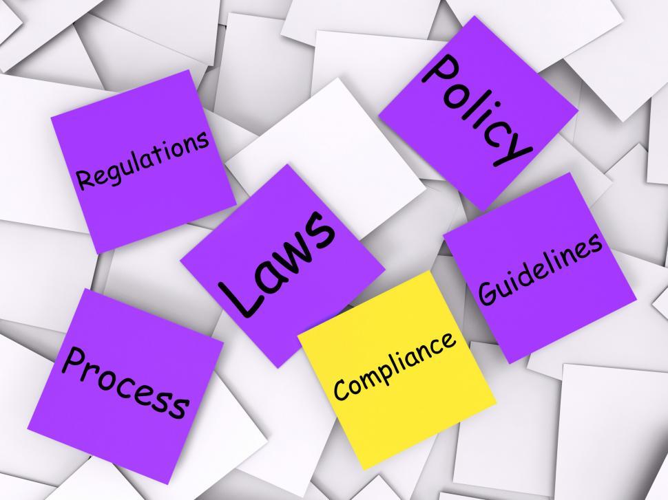 Free Image of Compliance Post-It Note Means Adhering To Rules And Processes 