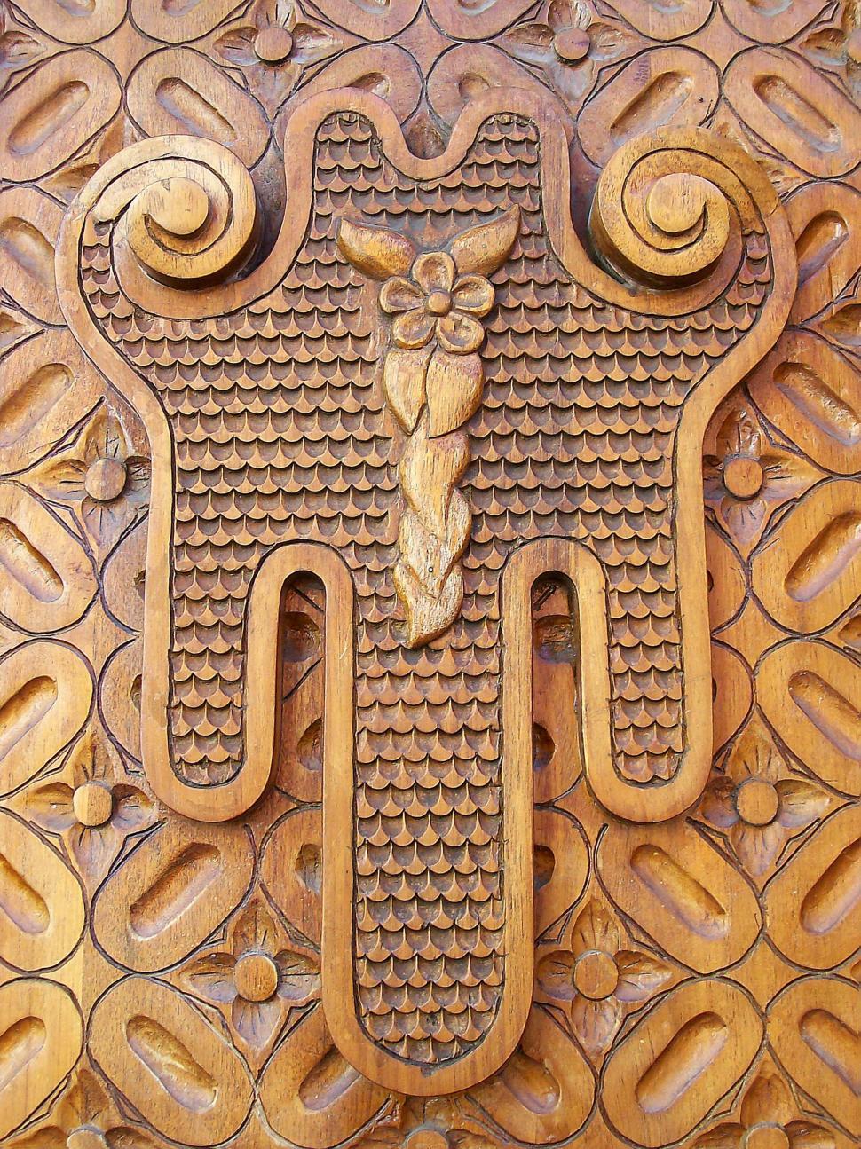 Free Image of Ornate Wooden Door 