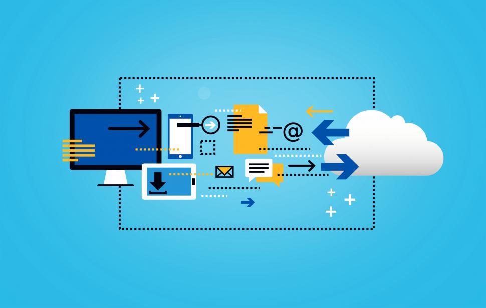 Free Image of Data Storage and Cloud Computing - Flat Line Illustration 