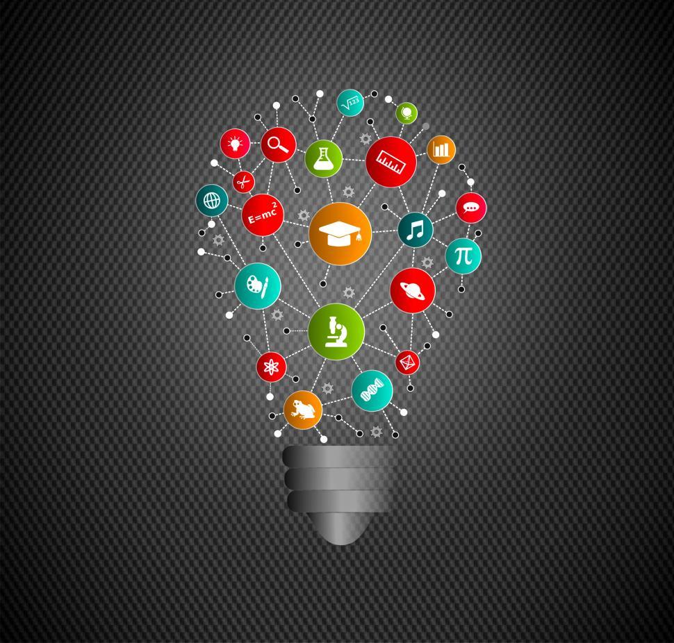 Free Image of Education Idea - Virtual Lightbulb with Education and Learning I 