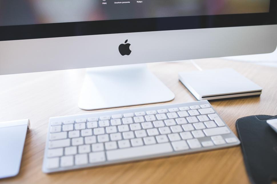 Free Image of Computer Monitor on Wooden Desk 