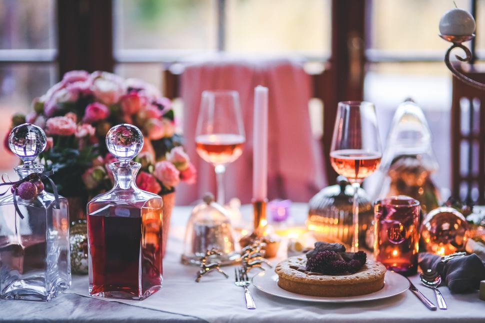 Free Image of Table Topped With Bottles of Wine 
