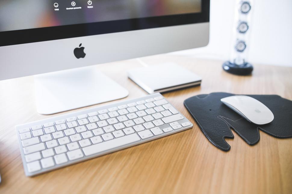 Free Image of Computer Monitor on Wooden Desk 