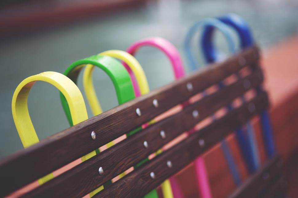 Free Image of Close Up of a Bench With Four Different Colors 