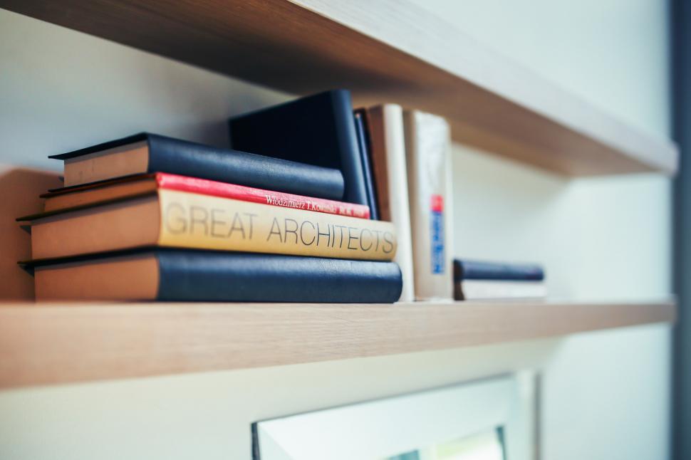 Free Image of Books Arranged Neatly on a Shelf 