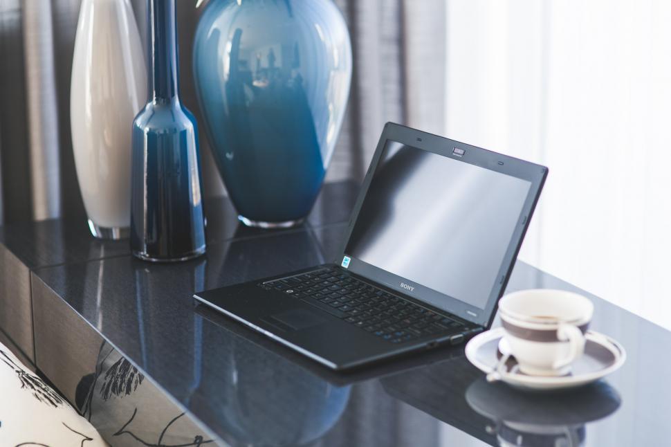 Free Image of Laptop Computer on Black Table 