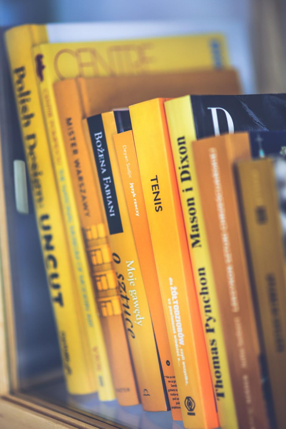 Free Image of Row of Books on Shelf 