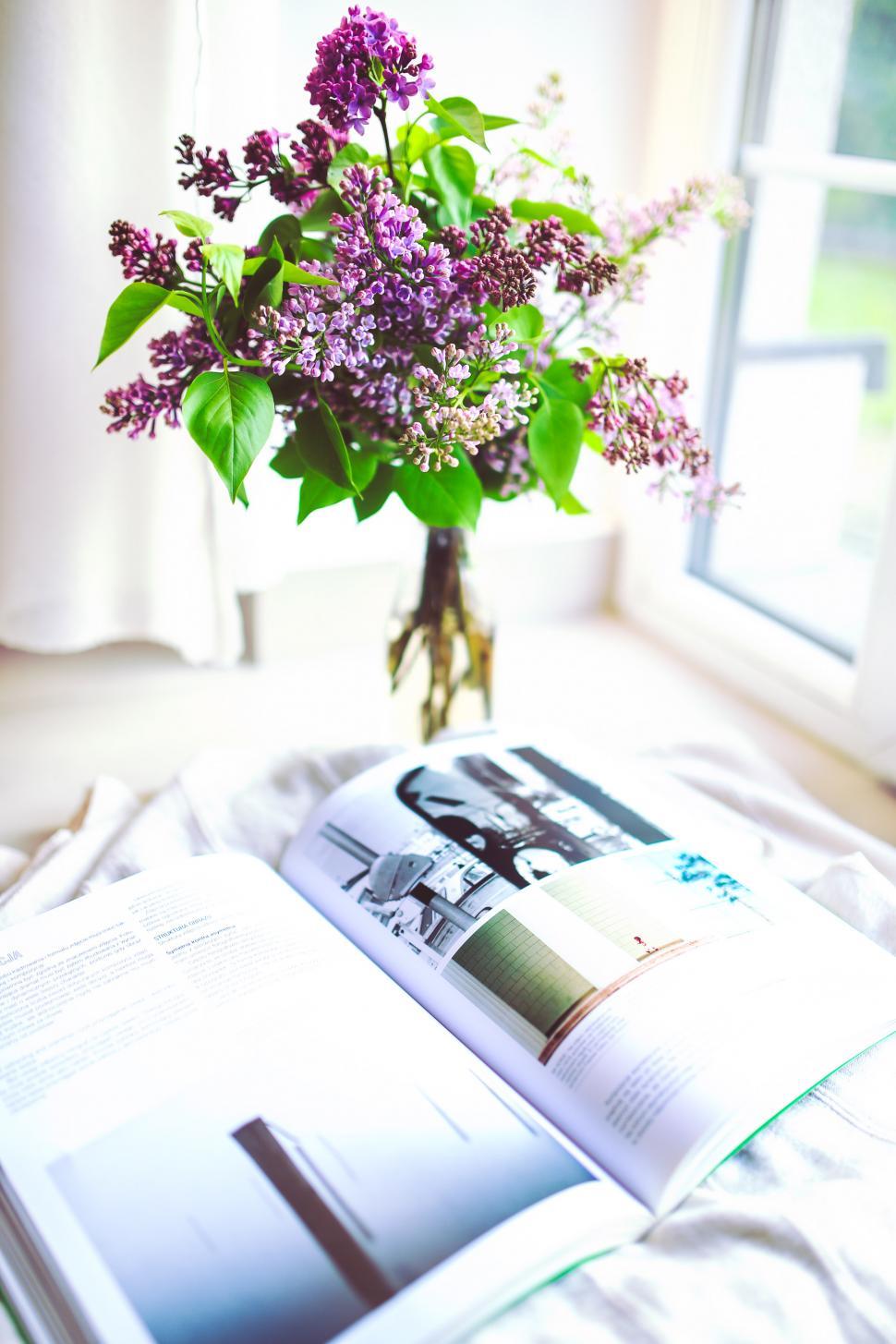 Free Image of Vase of Flowers on Bed 