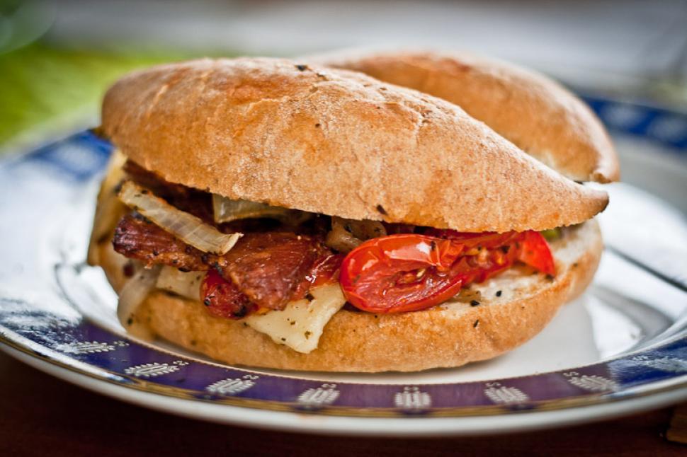 Free Image of Close Up of a Sandwich on a Plate 