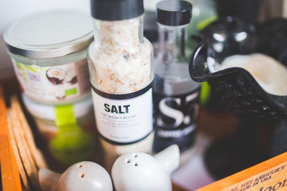 Free Image of Wooden Tray With Salt and Pepper Shakers 