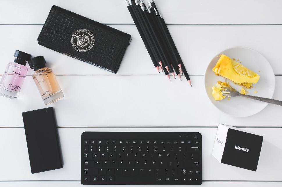 Free Image of Computer Keyboard on White Desk 