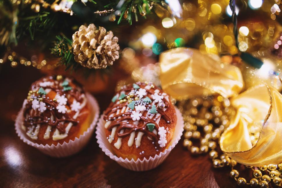 Free Image of Close Up of Two Cupcakes on a Table 
