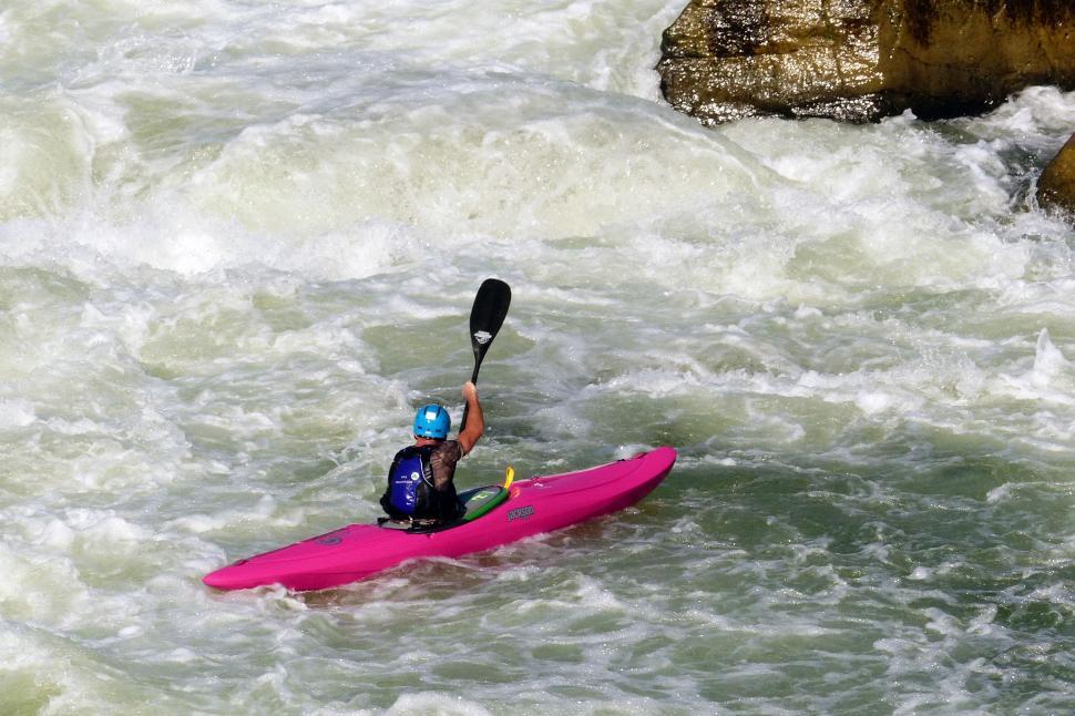 Free Image of Kayaker Battling Waves 