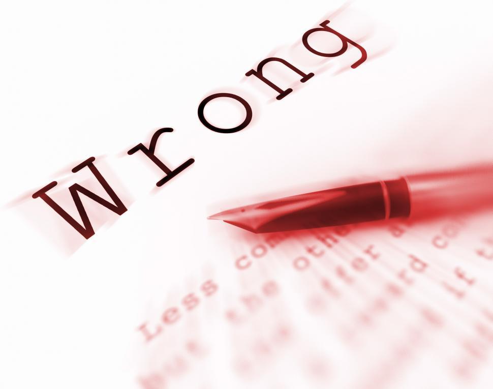 Free Image of Wrong Word Displays Incorrect Immoral Or Unacceptable 