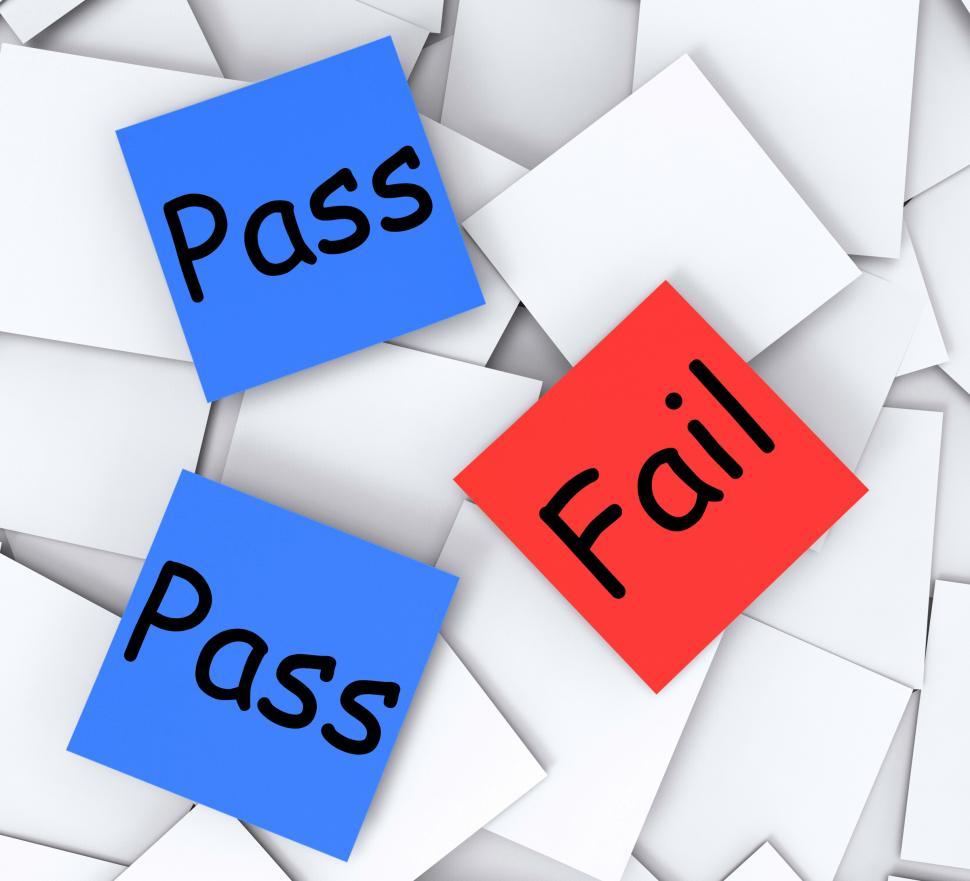 Free Image of Pass Fail Post-It Notes Mean Satisfactory Or Declined 