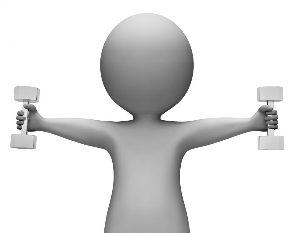 Free Image of Exercise Character Represents Getting Fit And Dumbell 3d Renderi 