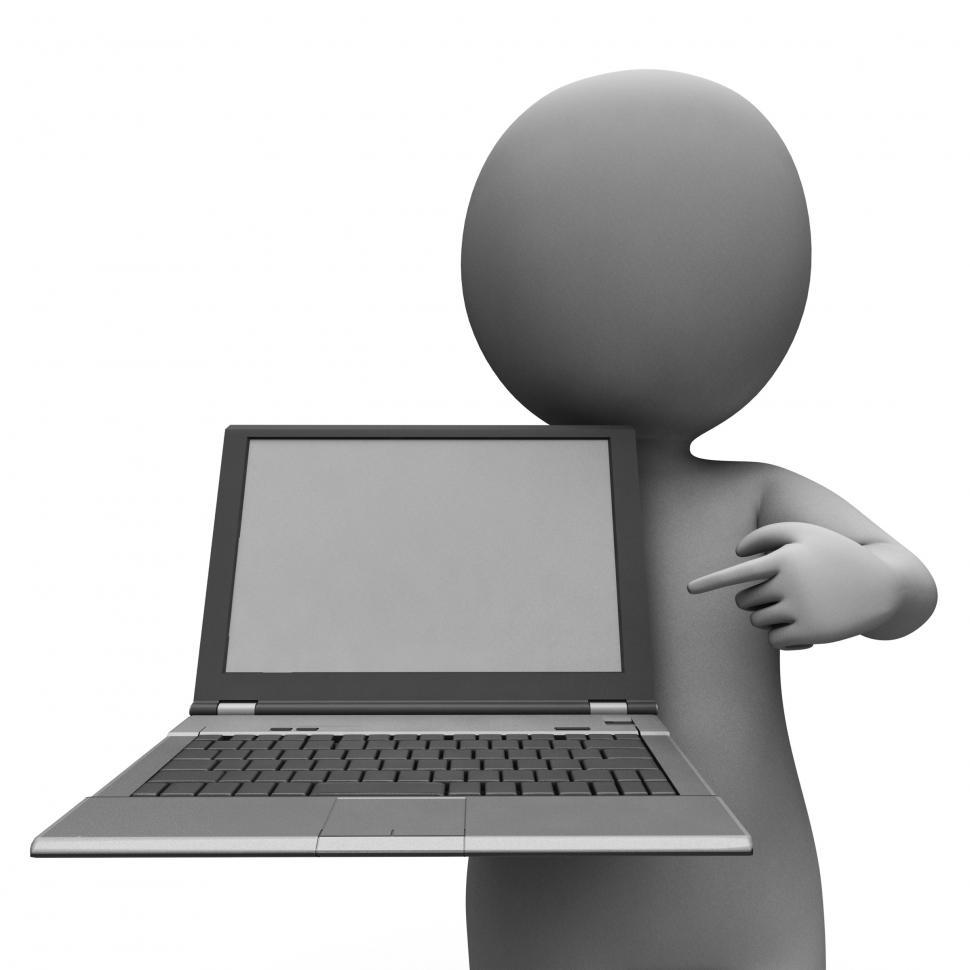Free Image of PC And Character Showing Browsing Web Online 