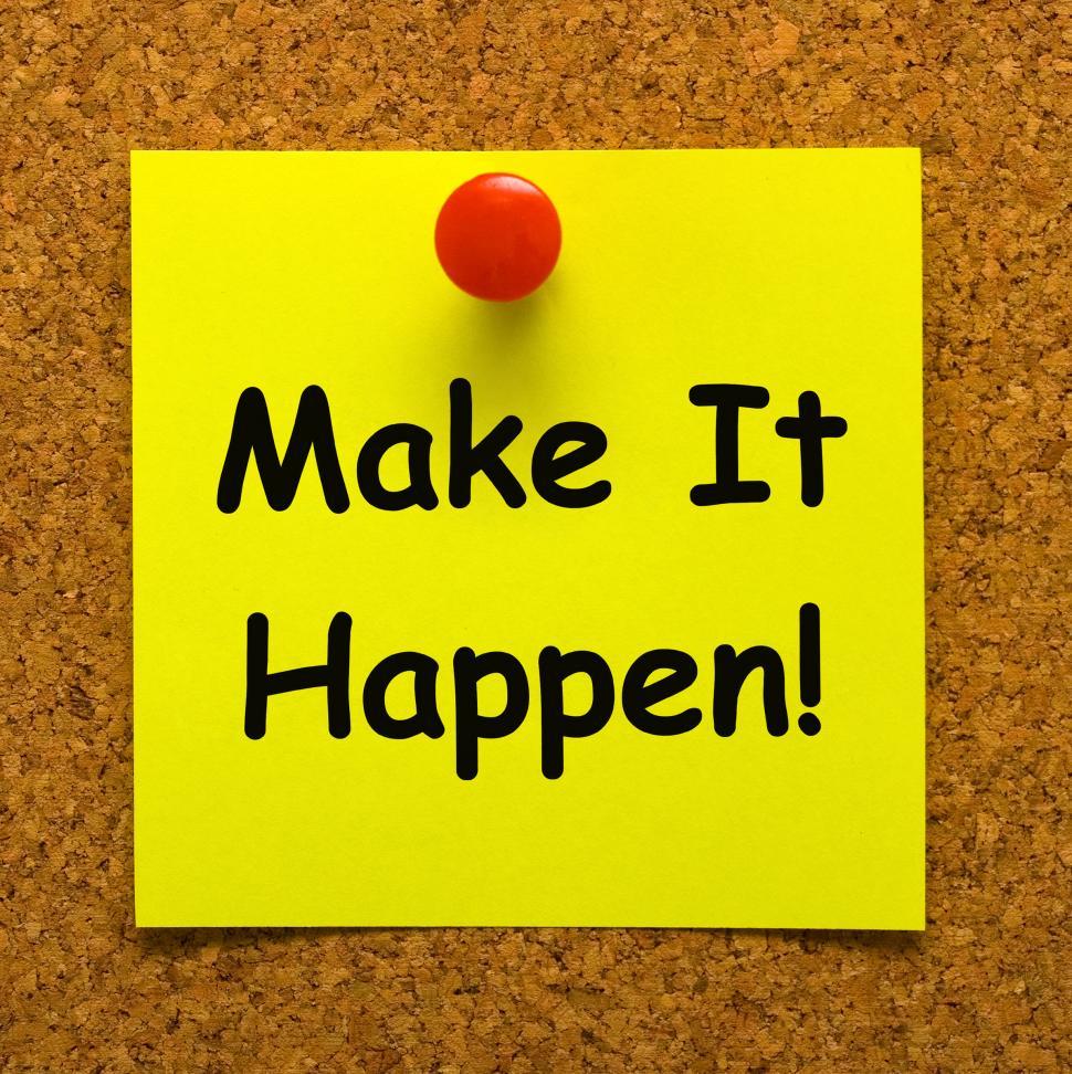 Free Image of Make It Happen Note Means Take Action 