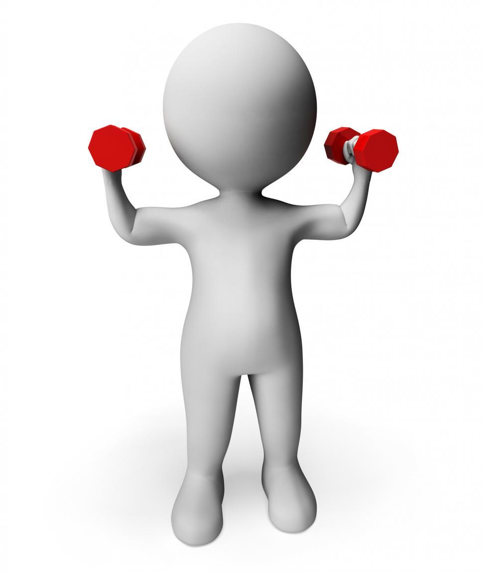 Free Image of Dumbbells Character Means Getting Fit And Barbell 3d Rendering 