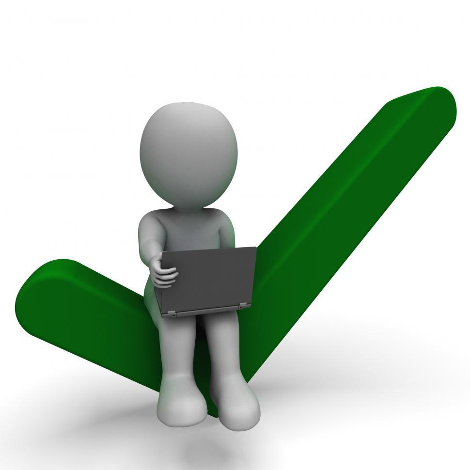 Free Image of Laptop And Tick Shows Online Success 
