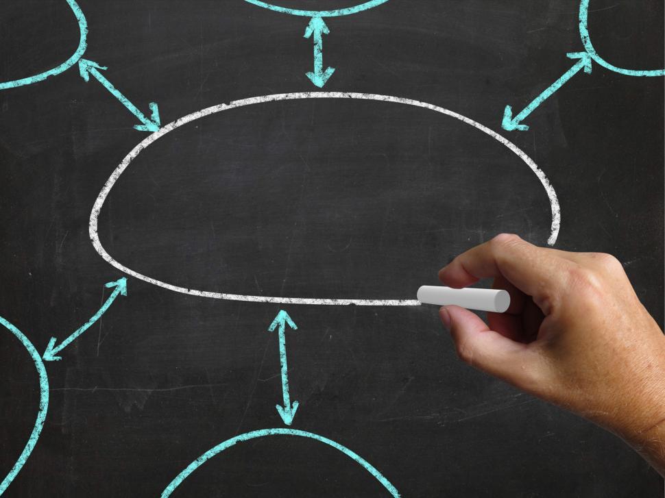 Free Image of Blank Diagram Blackboard Shows Business Plan Arrows Flow Chart 