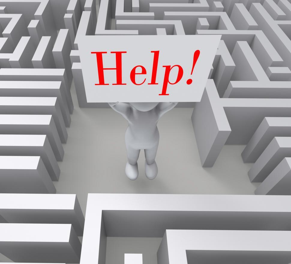 Free Image of Help Sign Shows Lost In Maze 