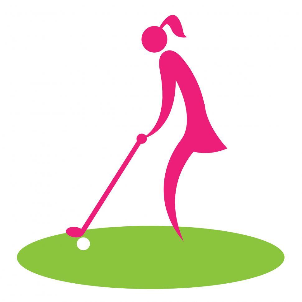 Free Image of Woman Teeing Off Shows Golf Course Professional Golfer 