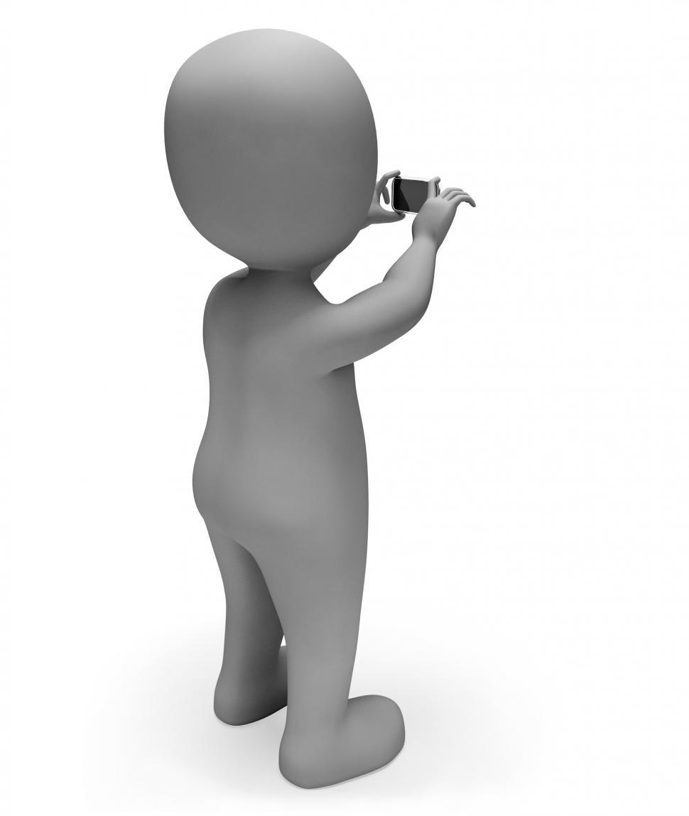 Free Image of Character Photo Represents Take Picture And Cellphone 3d Renderi 
