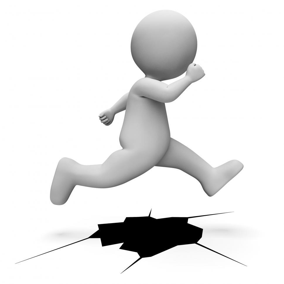 Free Image of Character Jump Means Difficult Situation And Achievement 3d Rend 