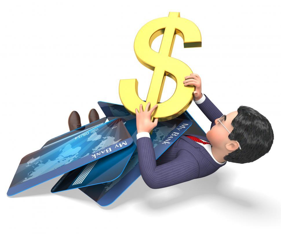 Free Image of Debit Card Shows Credit Cards And Broke 3d Rendering 