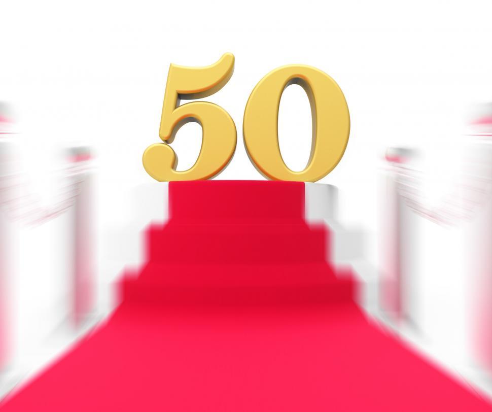 Free Image of Golden Fifty On Red Carpet Displays Fiftieth Cinema Anniversary  