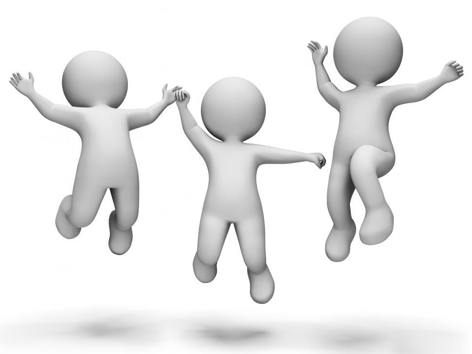 Free Image of Jump Happy Indicates Happiness Joyful And Render 3d Rendering 