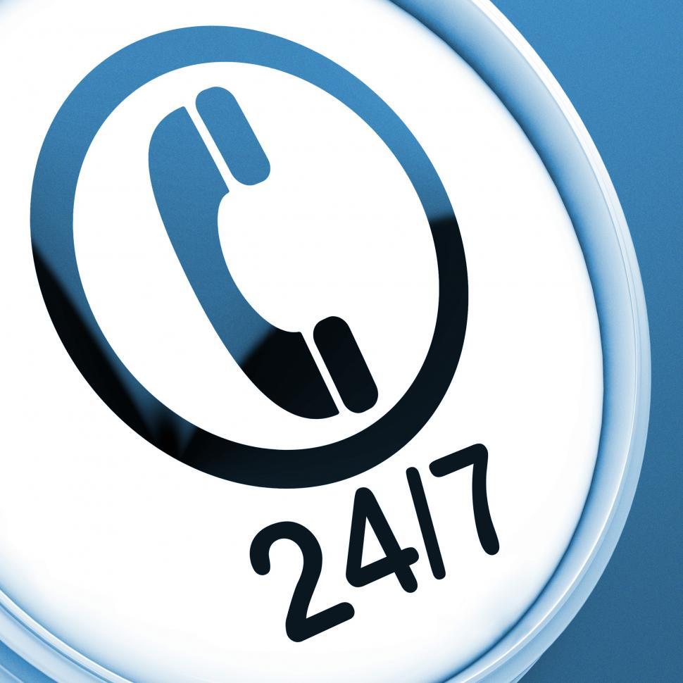 Free Image of Twenty Four Seven Button Shows Open 247 