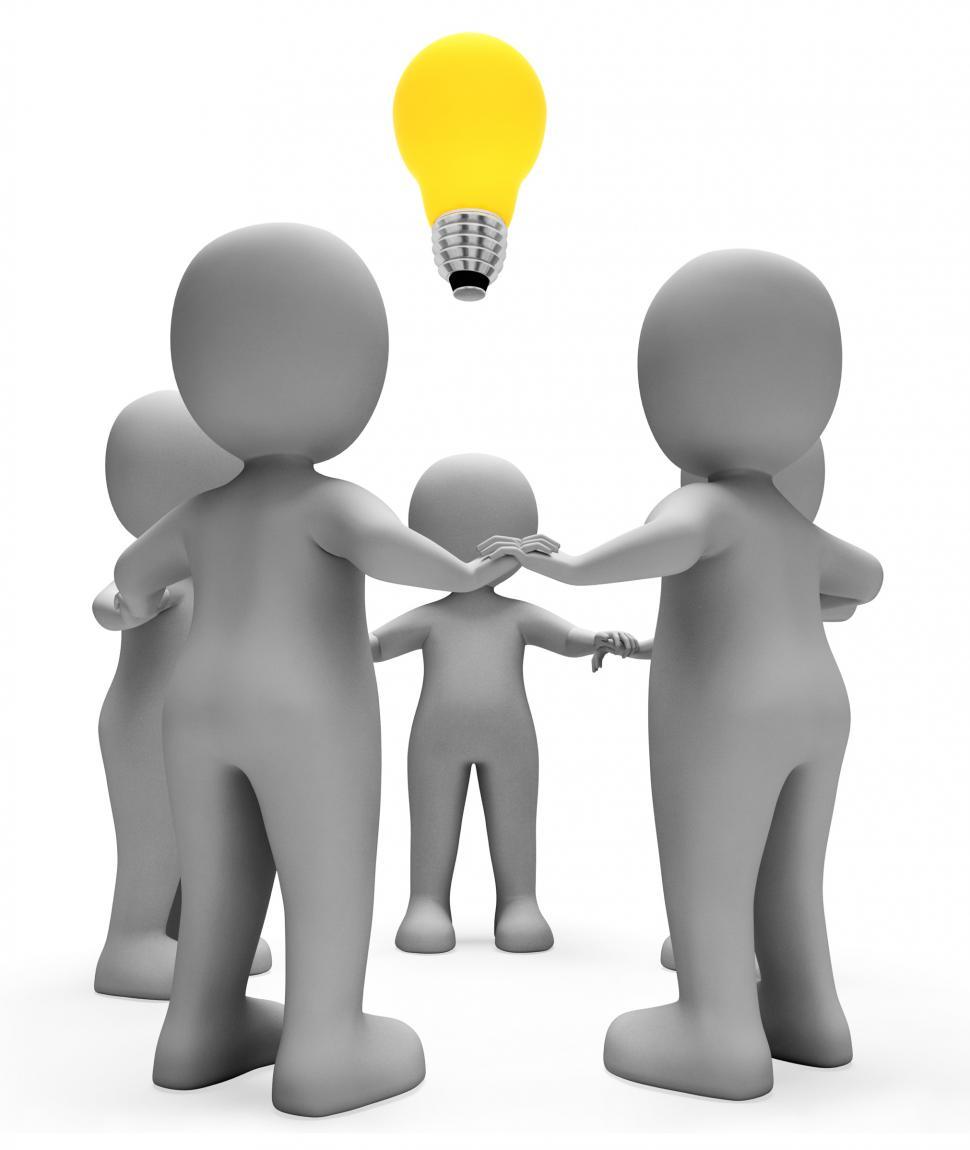 Free Image of Lightbulb Characters Indicates Power Source And Combined 3d Rend 
