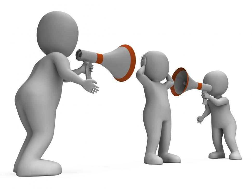Free Image of Megaphone Characters Show Attention Explaining Announce And Bull 